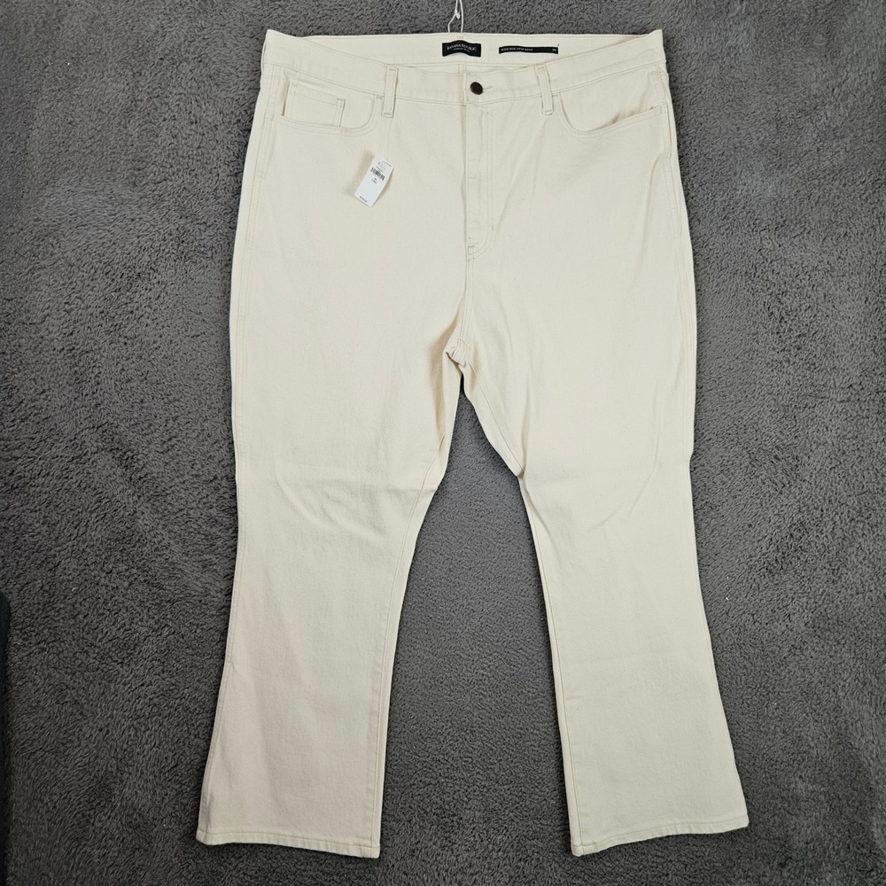 Banana Republic Premium Denim High Rise‎ Wide Crop Boot Jeans Cream 35 Long NWT